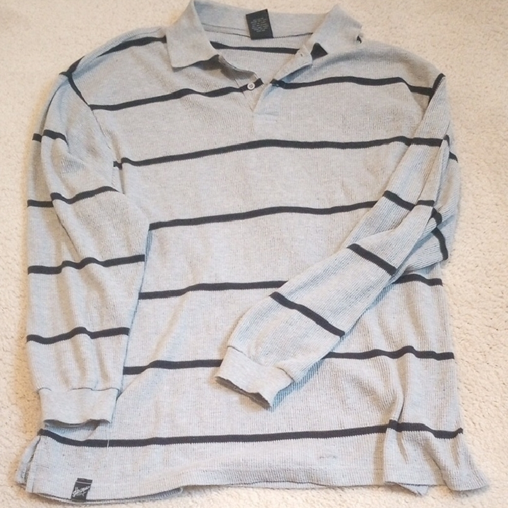 Men's Blue Striped Polo Shirt